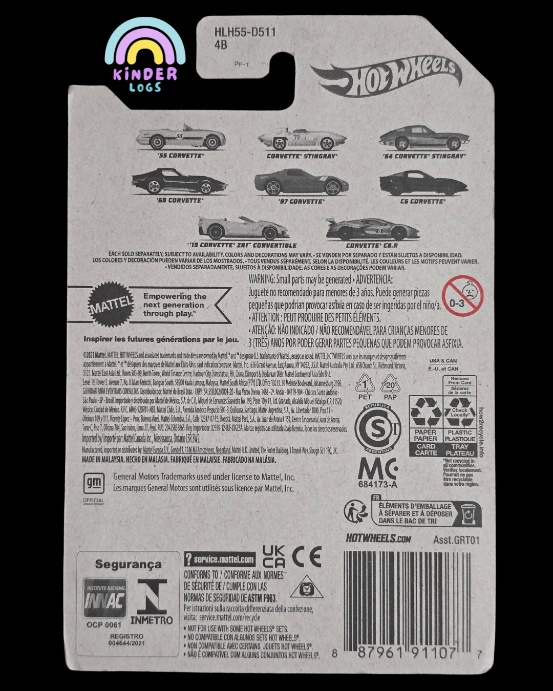 Hot Wheels Corvette C8.R - Corvette 70 Edition (Imported) - Kinder Logs