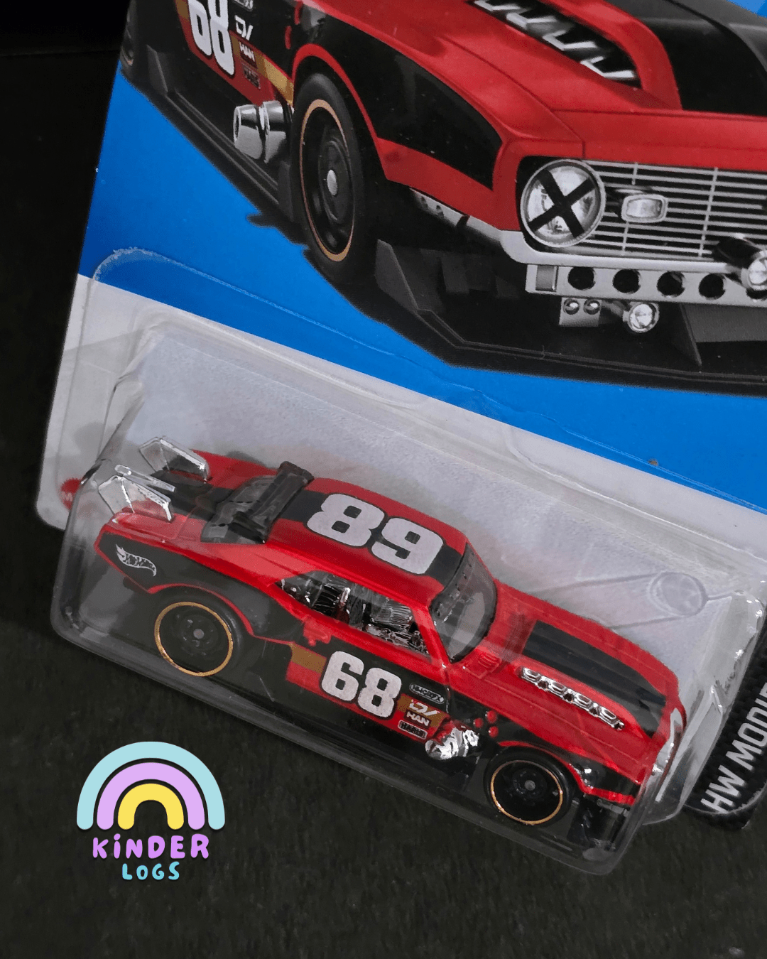 Hot Wheels Custom 1968 Chevrolet Camaro - Red (Imported) - Kinder Logs