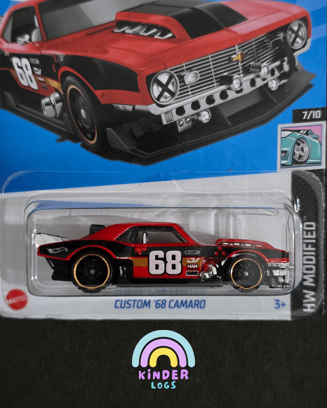 Hot Wheels Custom 1968 Chevrolet Camaro - Red (Imported) - Kinder Logs