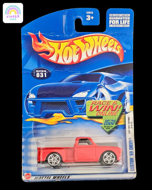 Hot Wheels Custom 1969 Chevy Pickup Truck (Creased Card) - Kinder Logs
