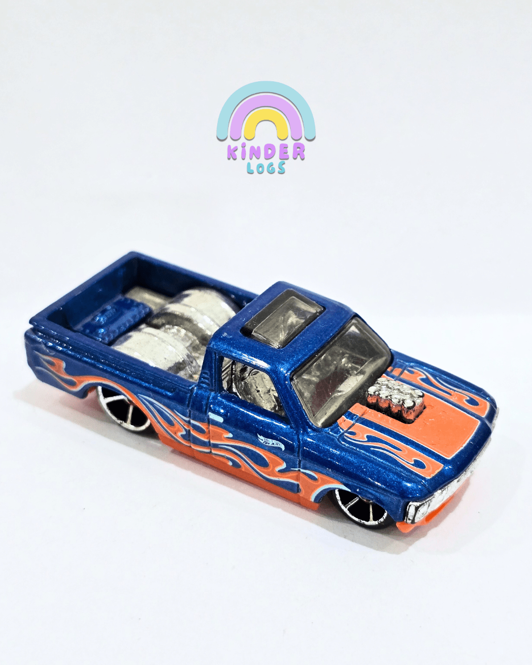 Hot Wheels Custom 1972 Chevy LUV - Blue With Orange Flames (Used Car) - Kinder Logs