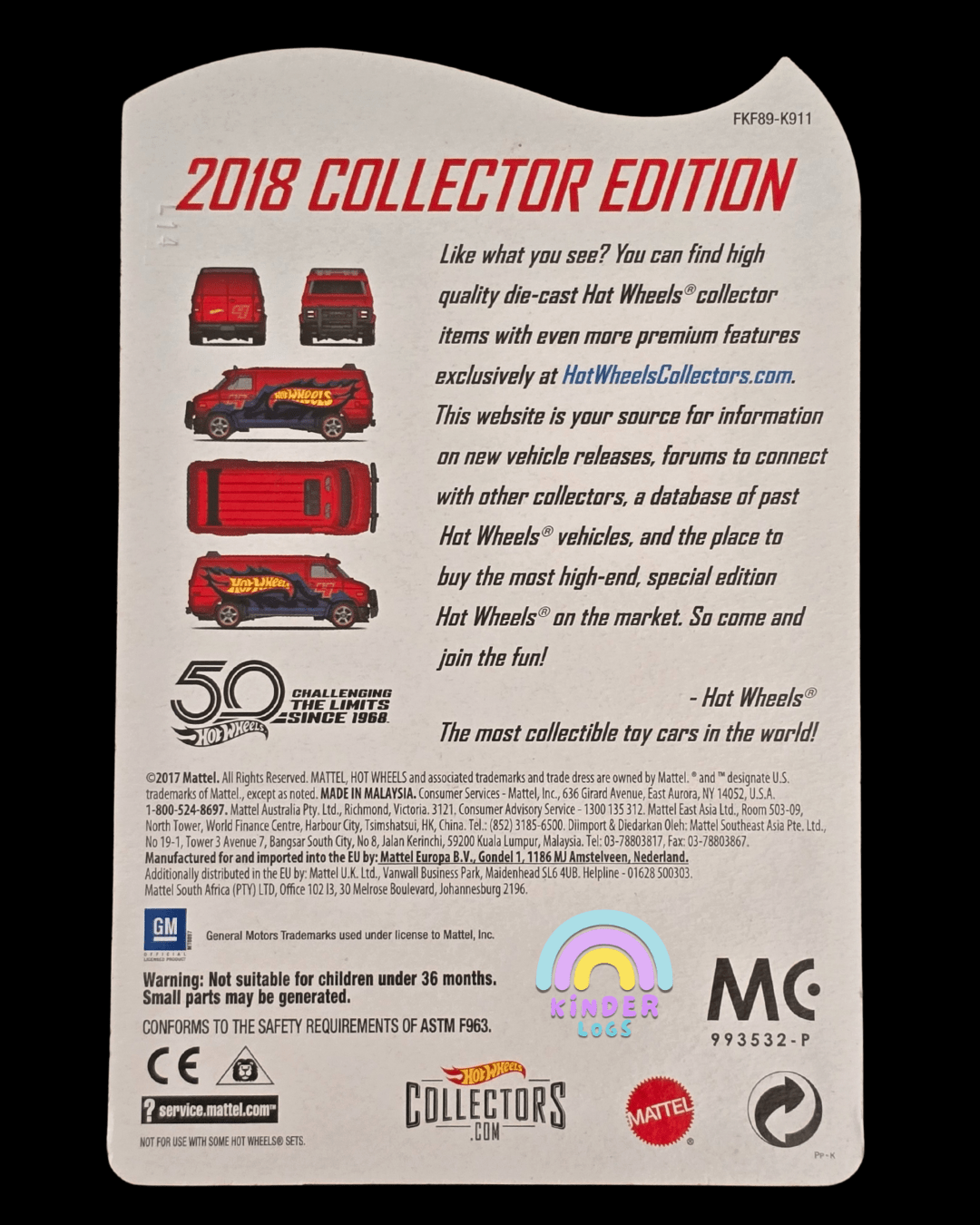 Hot Wheels Custom GMC Panel Van - 2018 Collector Edition - Kinder Logs