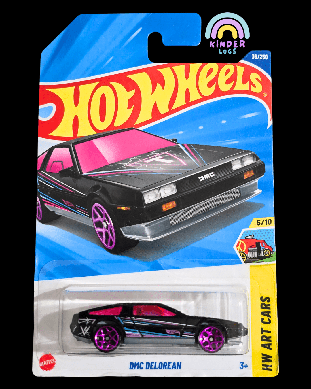 Hot Wheels DMC DeLorean - Black (Imported) - Kinder Logs