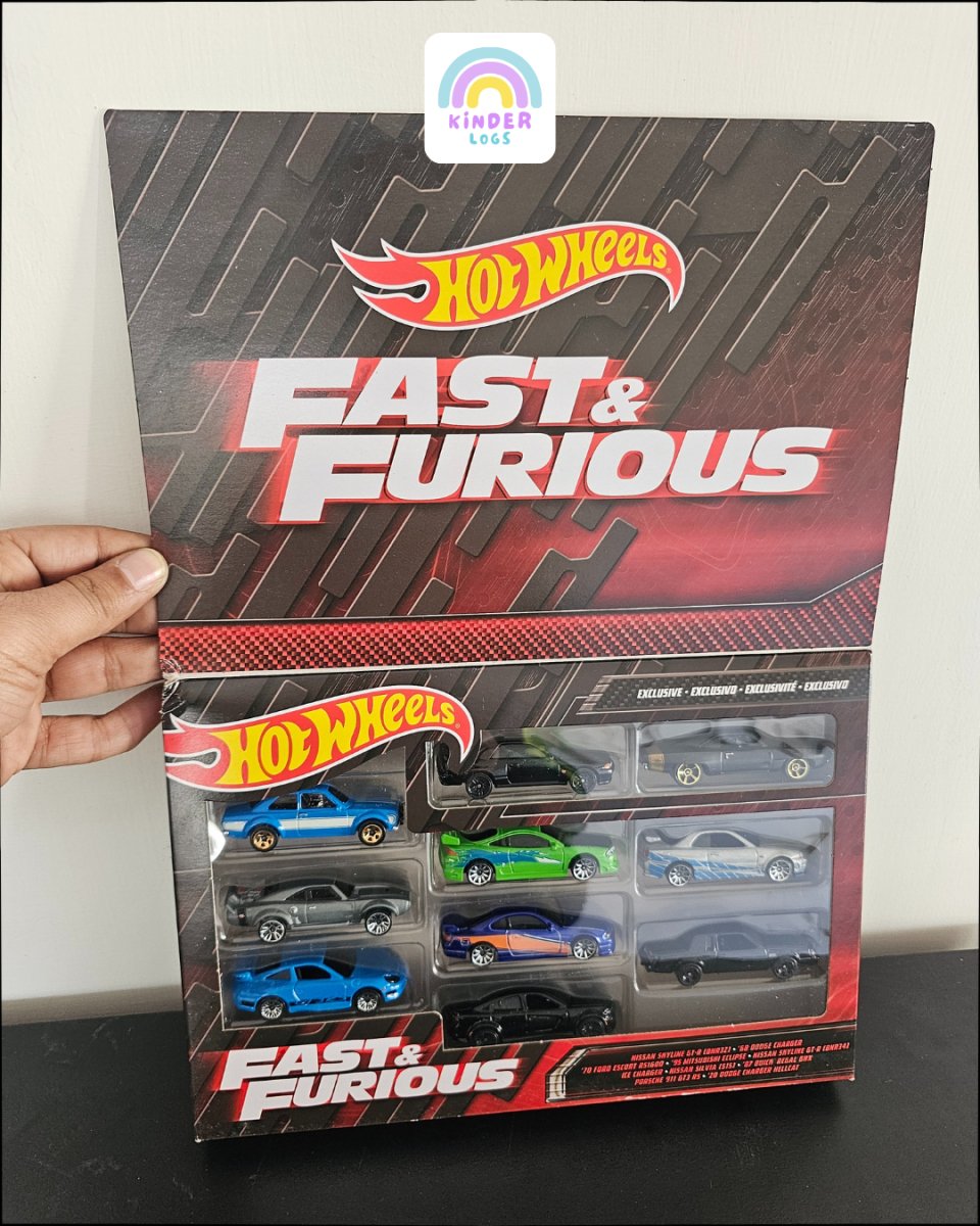 Hot Wheels Fast and Furious 10 Cars Pack - Kinder Logs