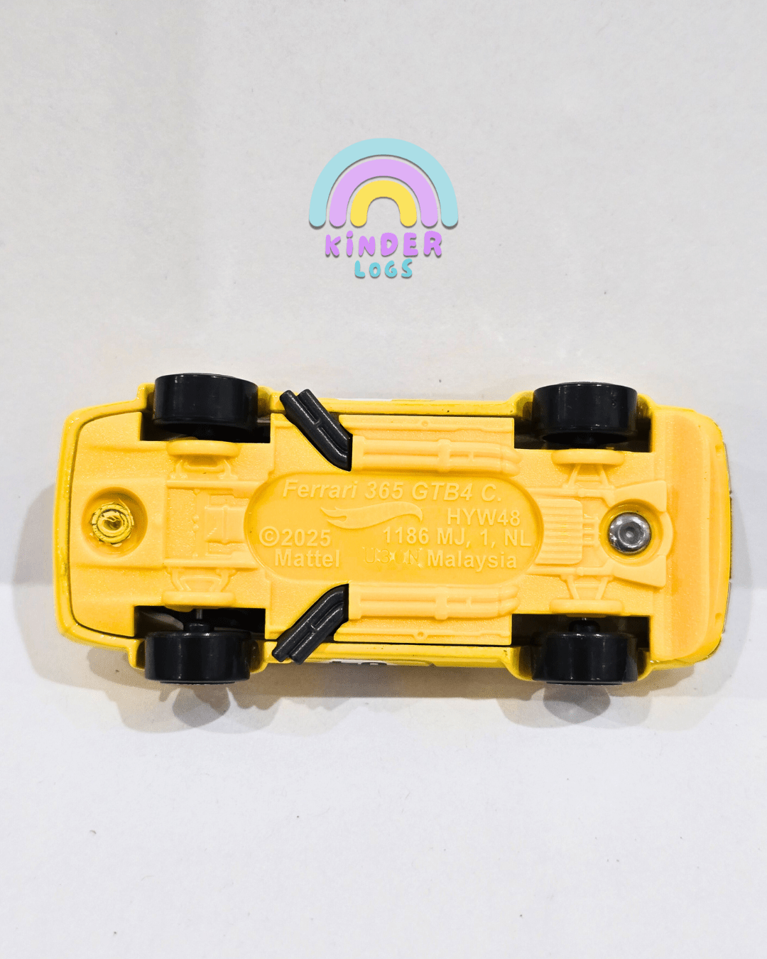 Hot Wheels Ferrari 365 GTB4 Competizione - Yellow (Uncarded - New) - Kinder Logs