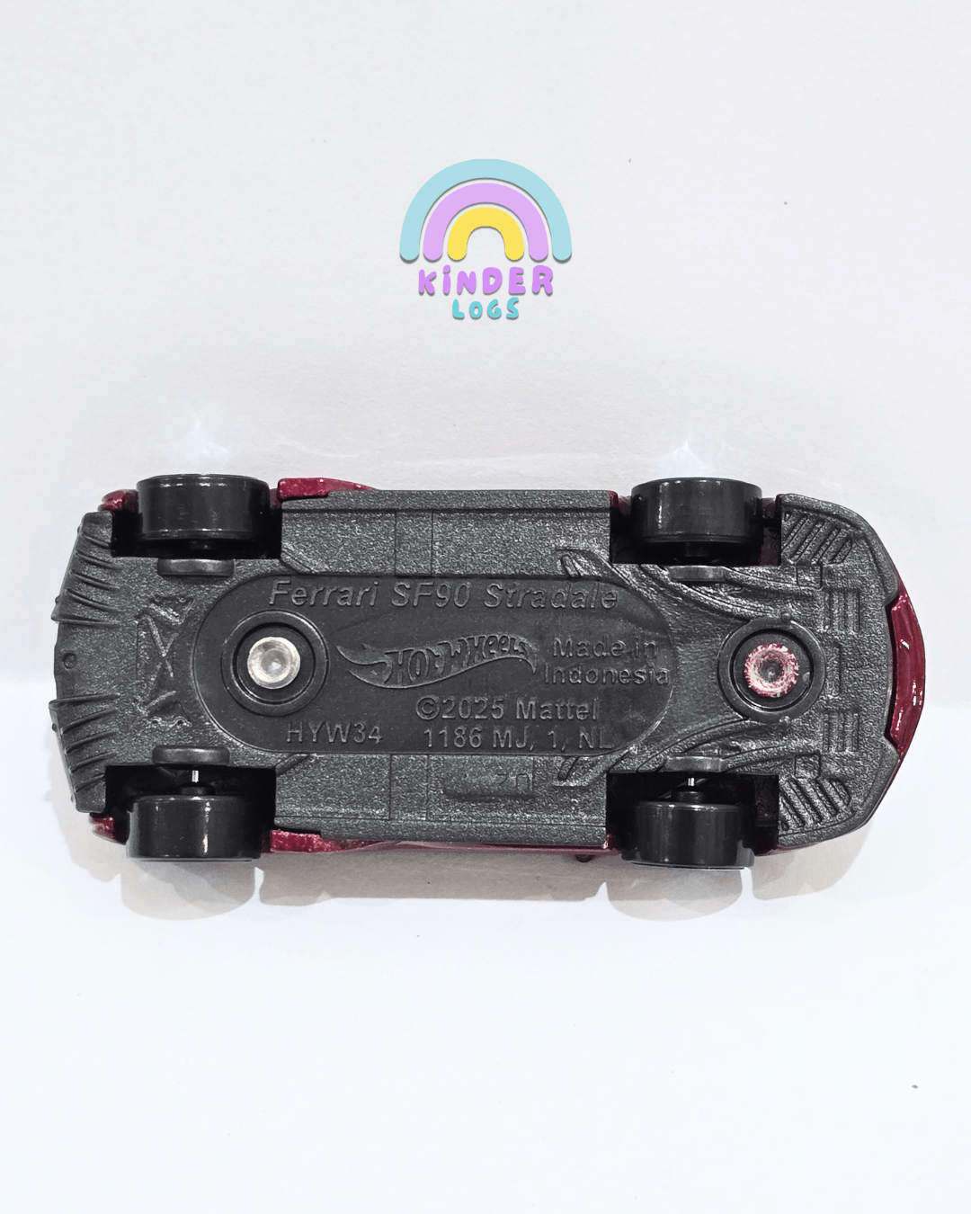 Hot Wheels Ferrari SF90 Stradale - Maroon (Uncarded) - Kinder Logs