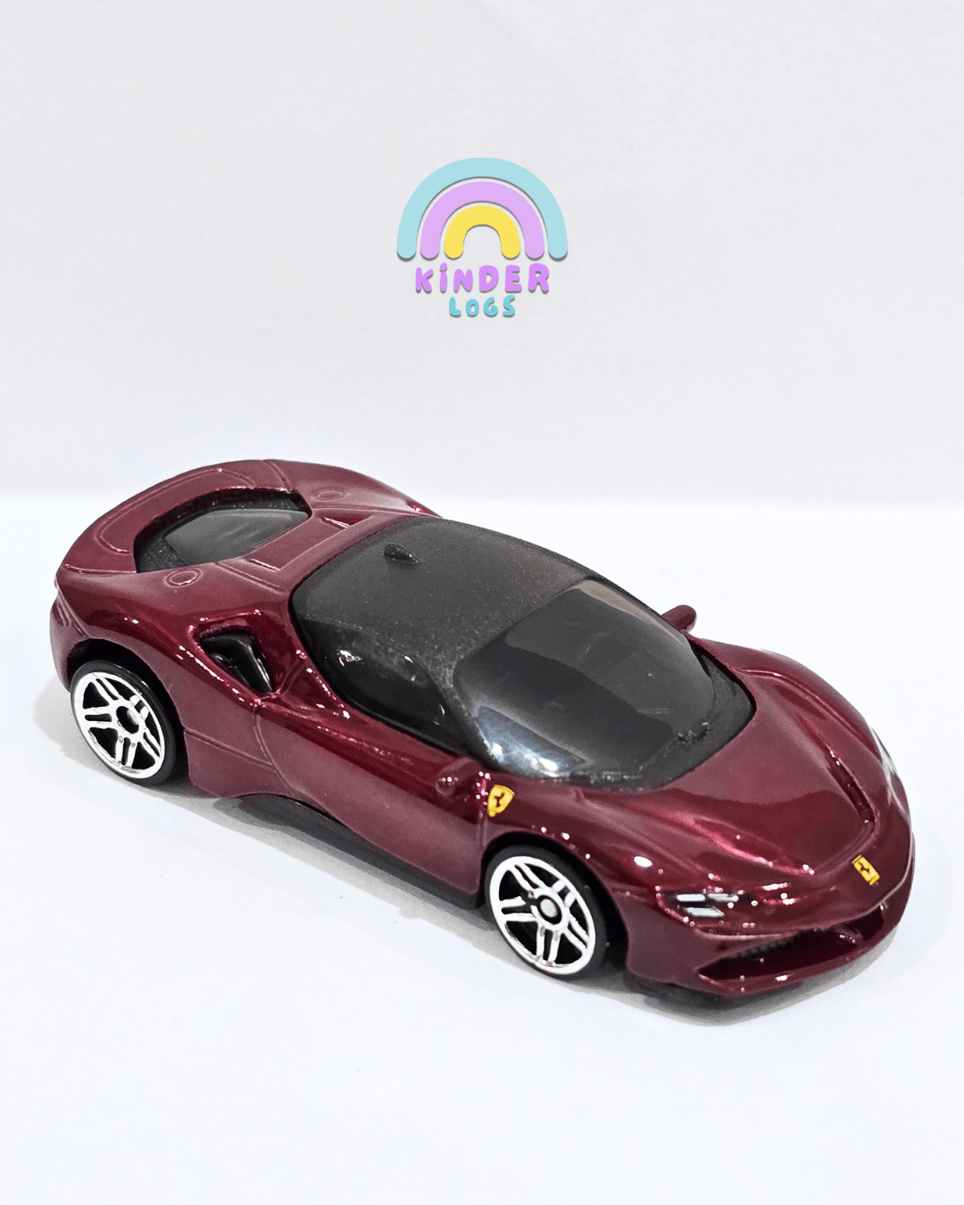 Hot Wheels Ferrari SF90 Stradale - Maroon (Uncarded) - Kinder Logs