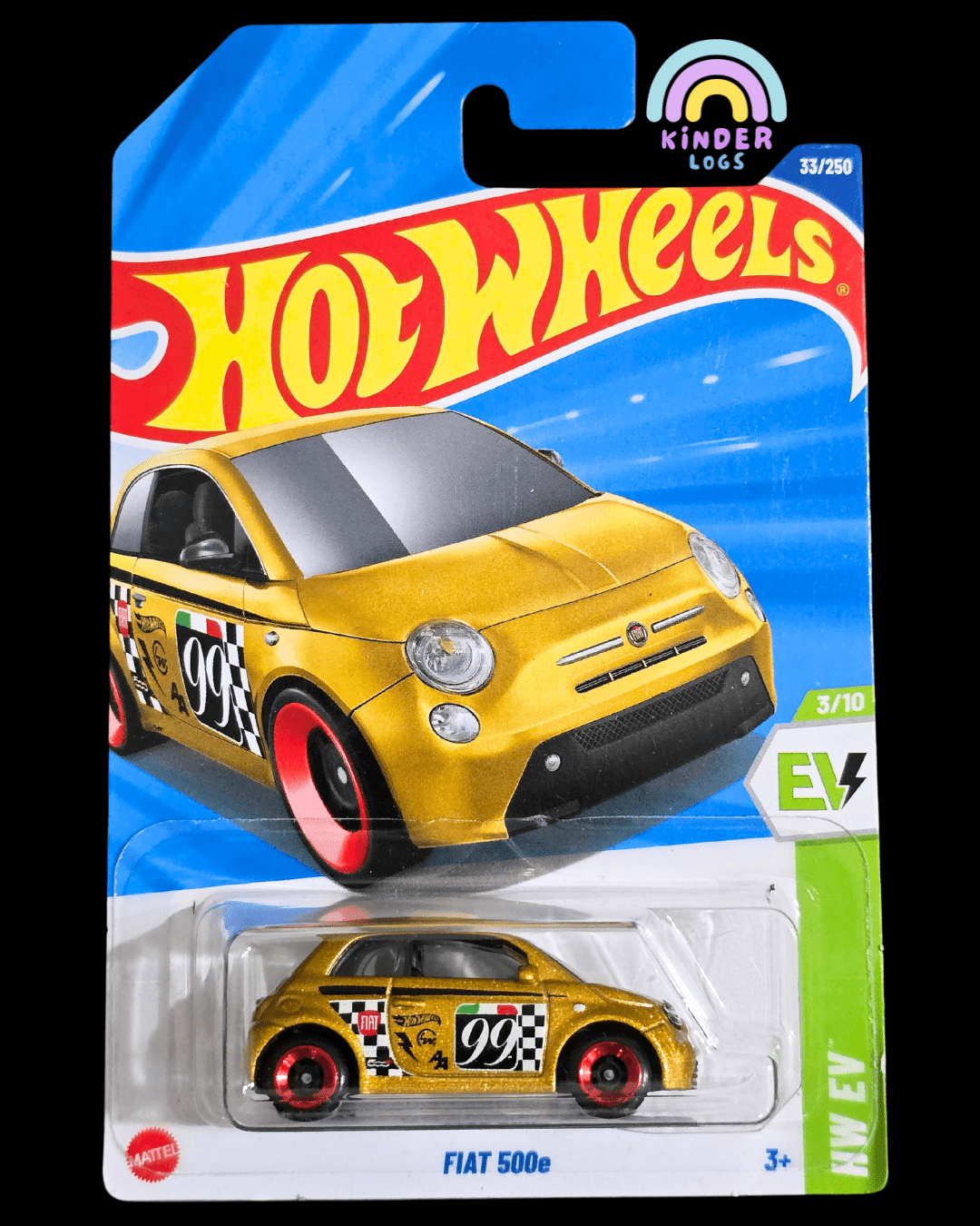 Hot Wheels Fiat 500e - Gold (Imported) - Kinder Logs