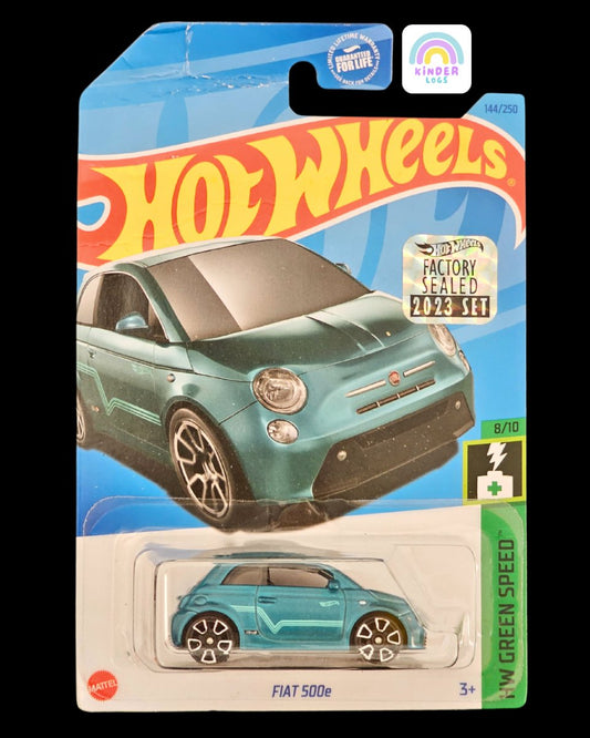 Hot Wheels Fiat 500e (Teal) - Factory Sealed - Kinder Logs