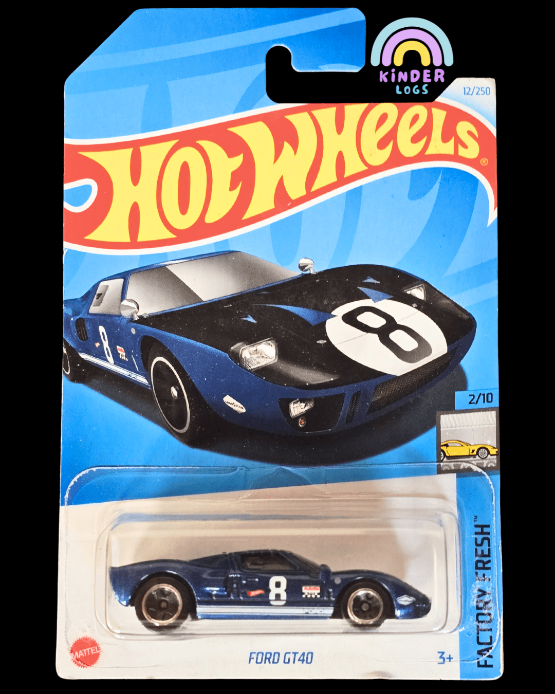 Hot Wheels Ford GT40 - Number 8 (Blue) - Kinder Logs