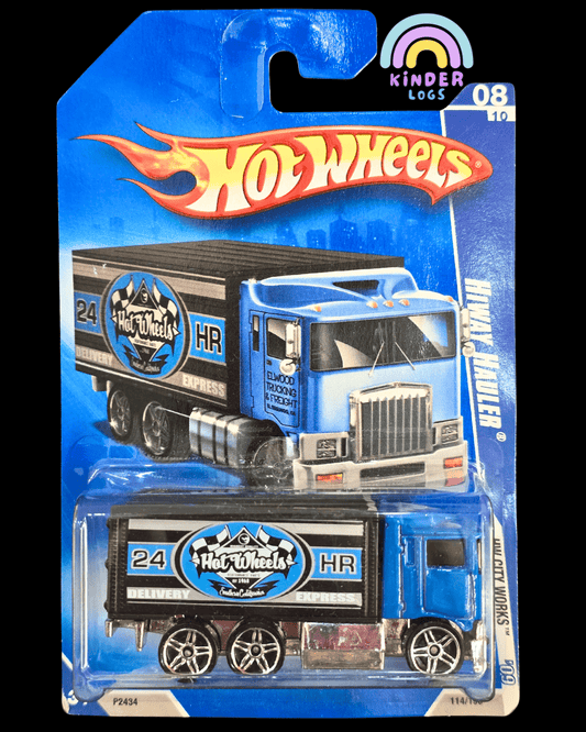 Hot Wheels Hiway Hauler - Blue (2008 Imported Card) - Kinder Logs