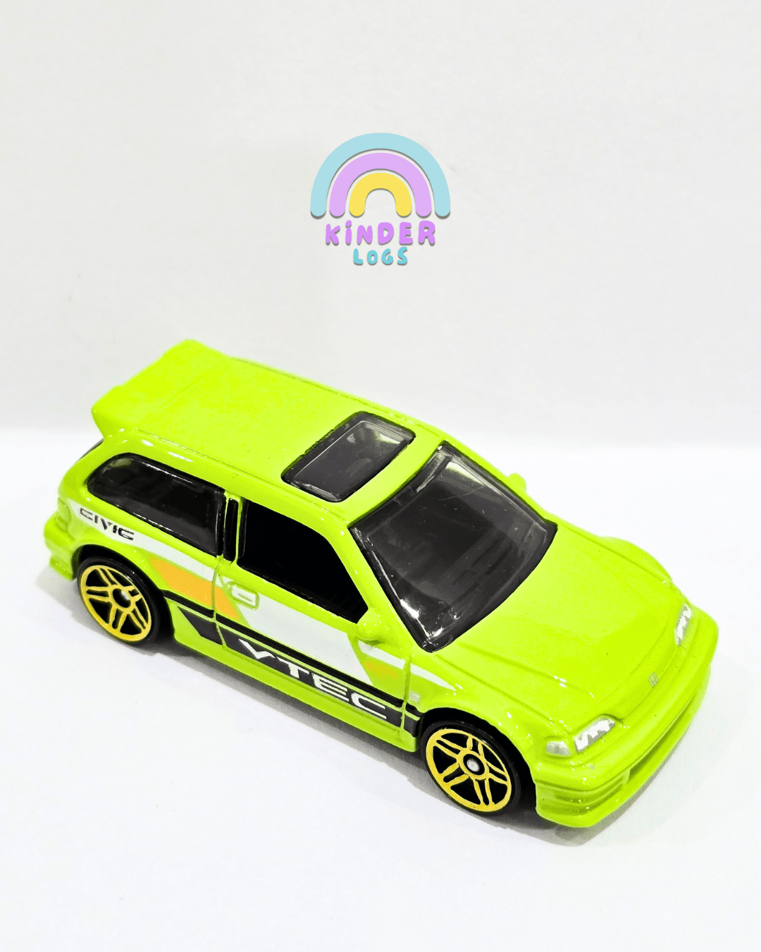 Hot Wheels Honda Civic EF - Neon Green (Uncarded) - Kinder Logs