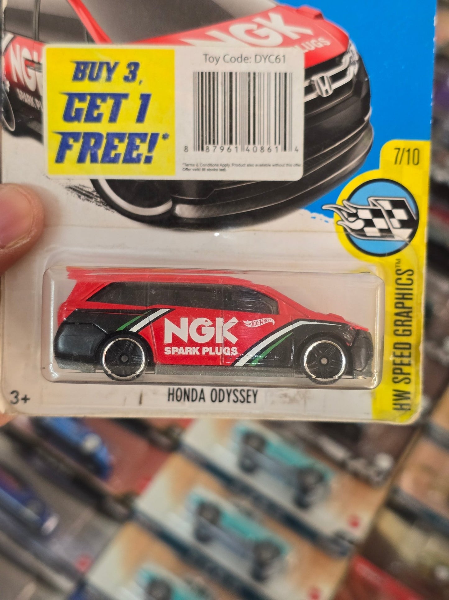 Hot Wheels Honda Odyssey - NGK Spark Plugs (2016 Card) - Kinder Logs