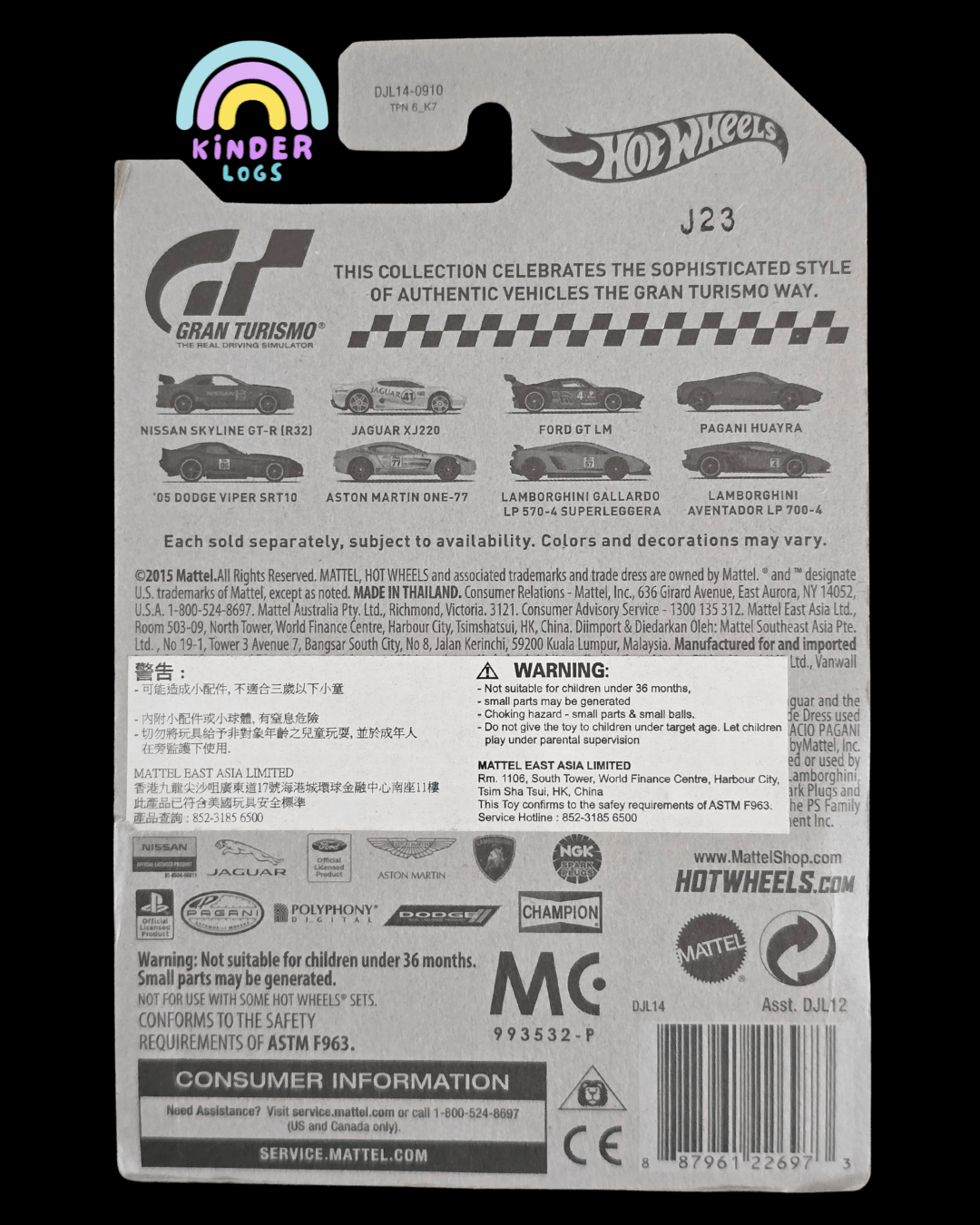 Hot Wheels Jaguar XJ220 - PlayStation Gran Turismo Edition - Kinder Logs