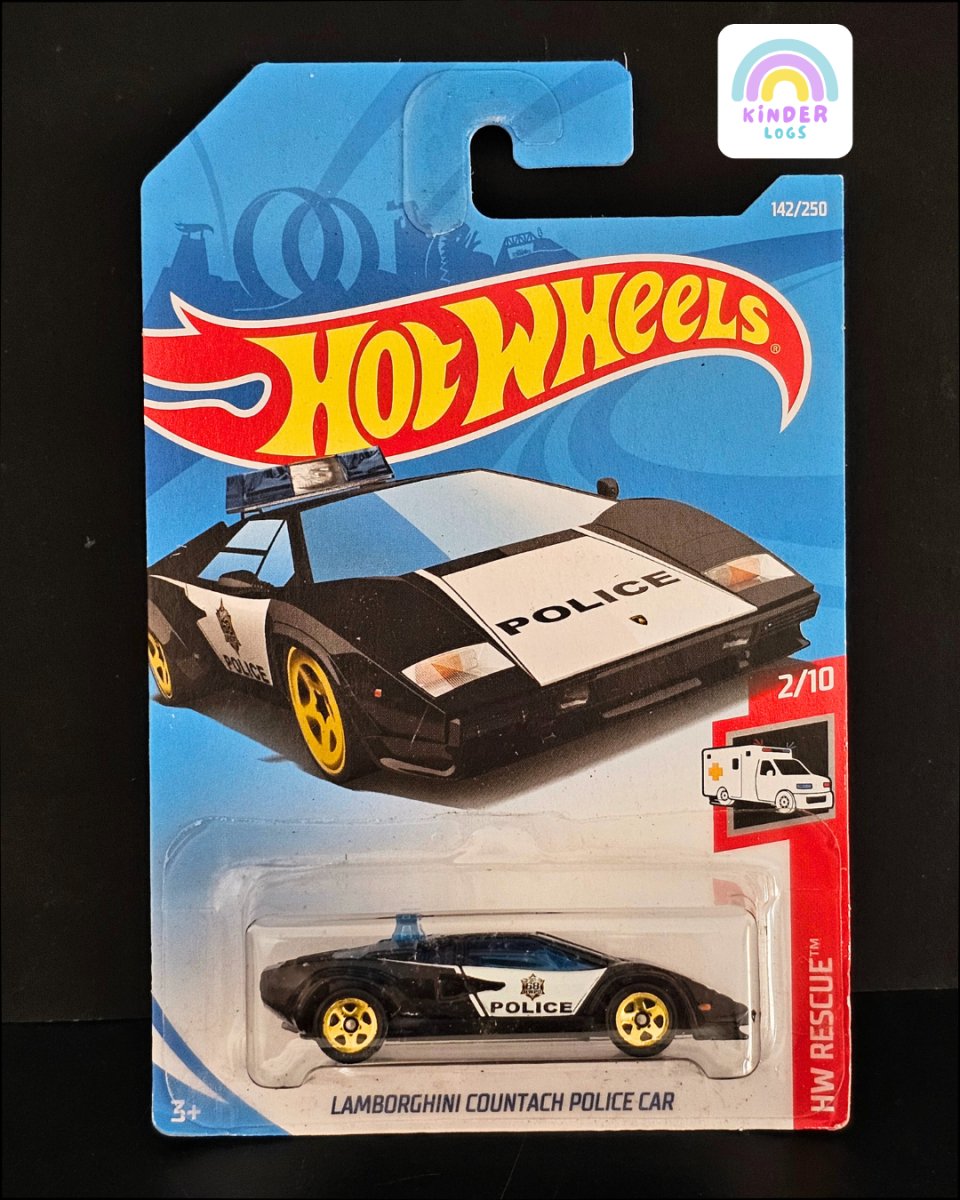 Hot Wheels Lamborghini Countach Police Car - Black Color - Kinder Logs