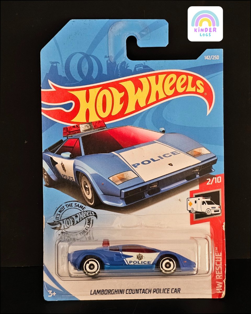 Hot Wheels Lamborghini Countach Police Car - Blue Color - Kinder Logs