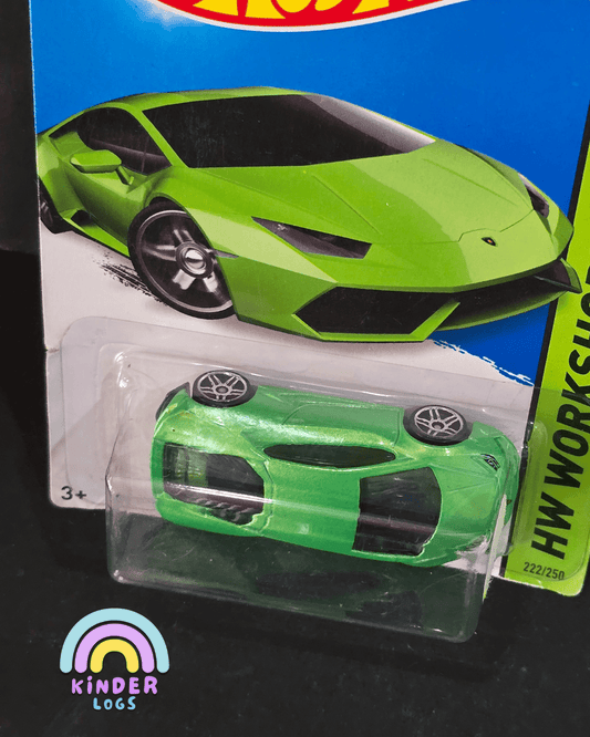 Hot Wheels Lamborghini Huracan LP610 - 4 - Green (Error Card - 2013) - Kinder Logs