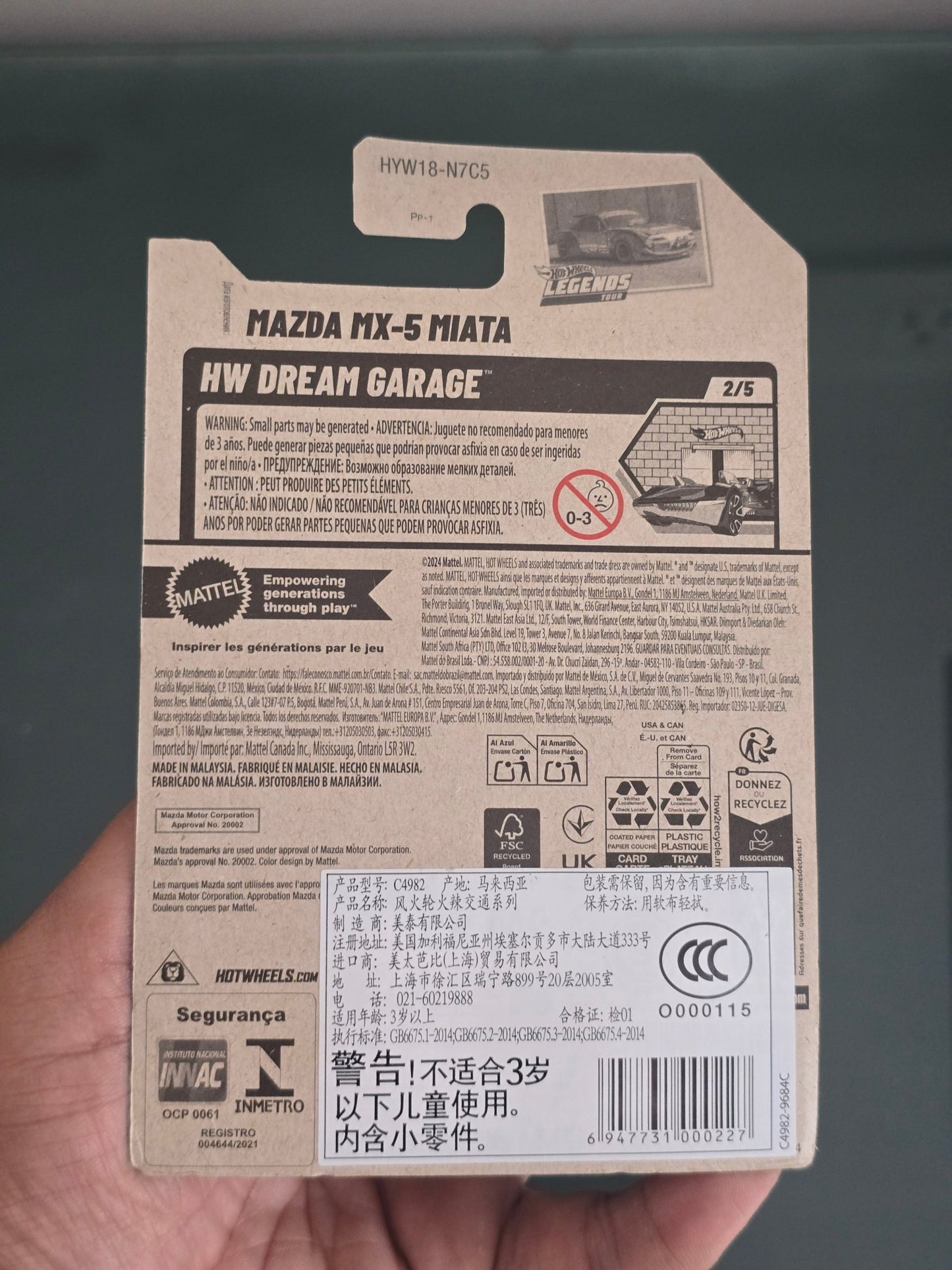 Hot Wheels Mazda MX - 5 Miata - Dark Grey (Imported) - Kinder Logs