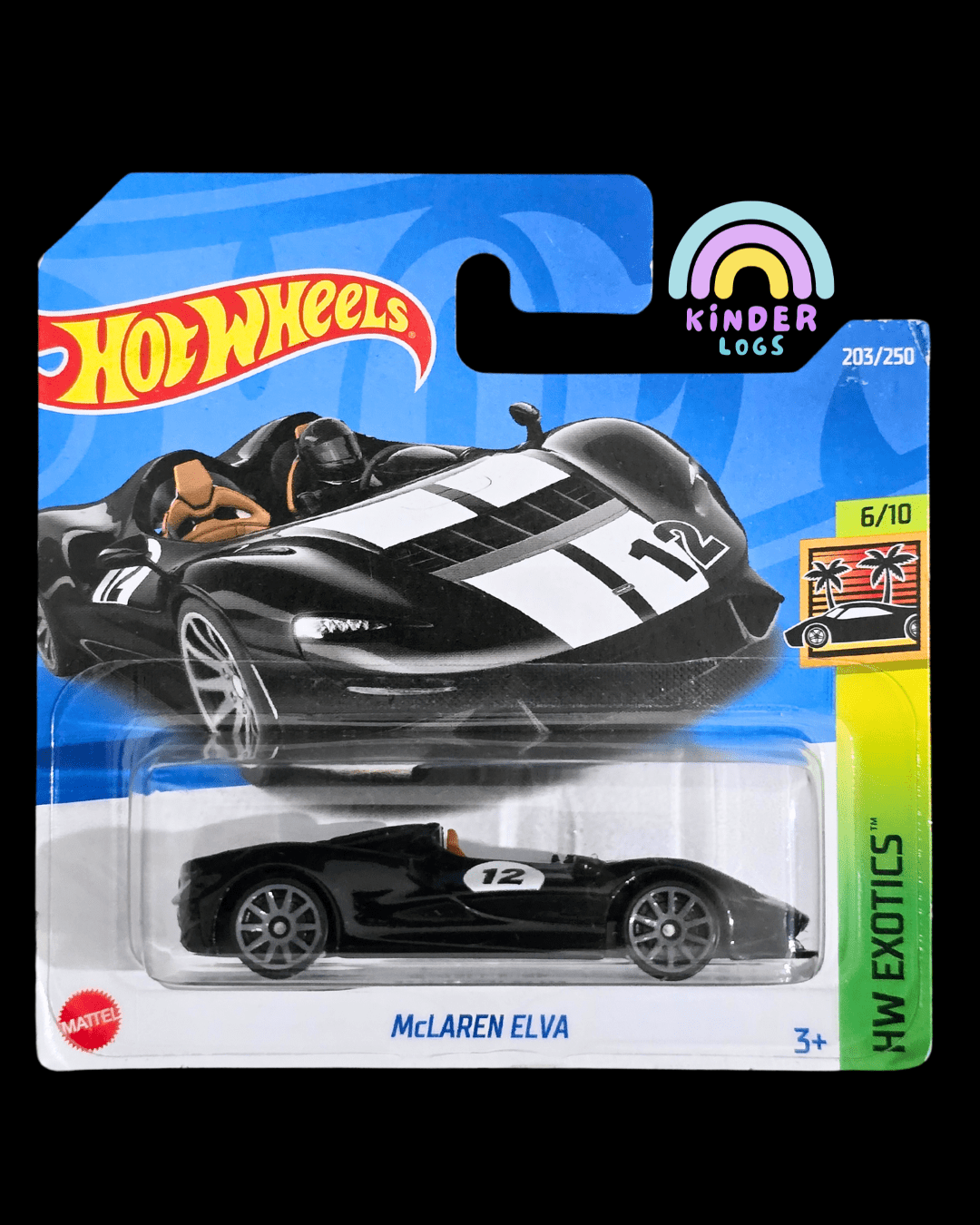 Hot Wheels McLaren Elva - Black - Short Card (Imported) - Kinder Logs