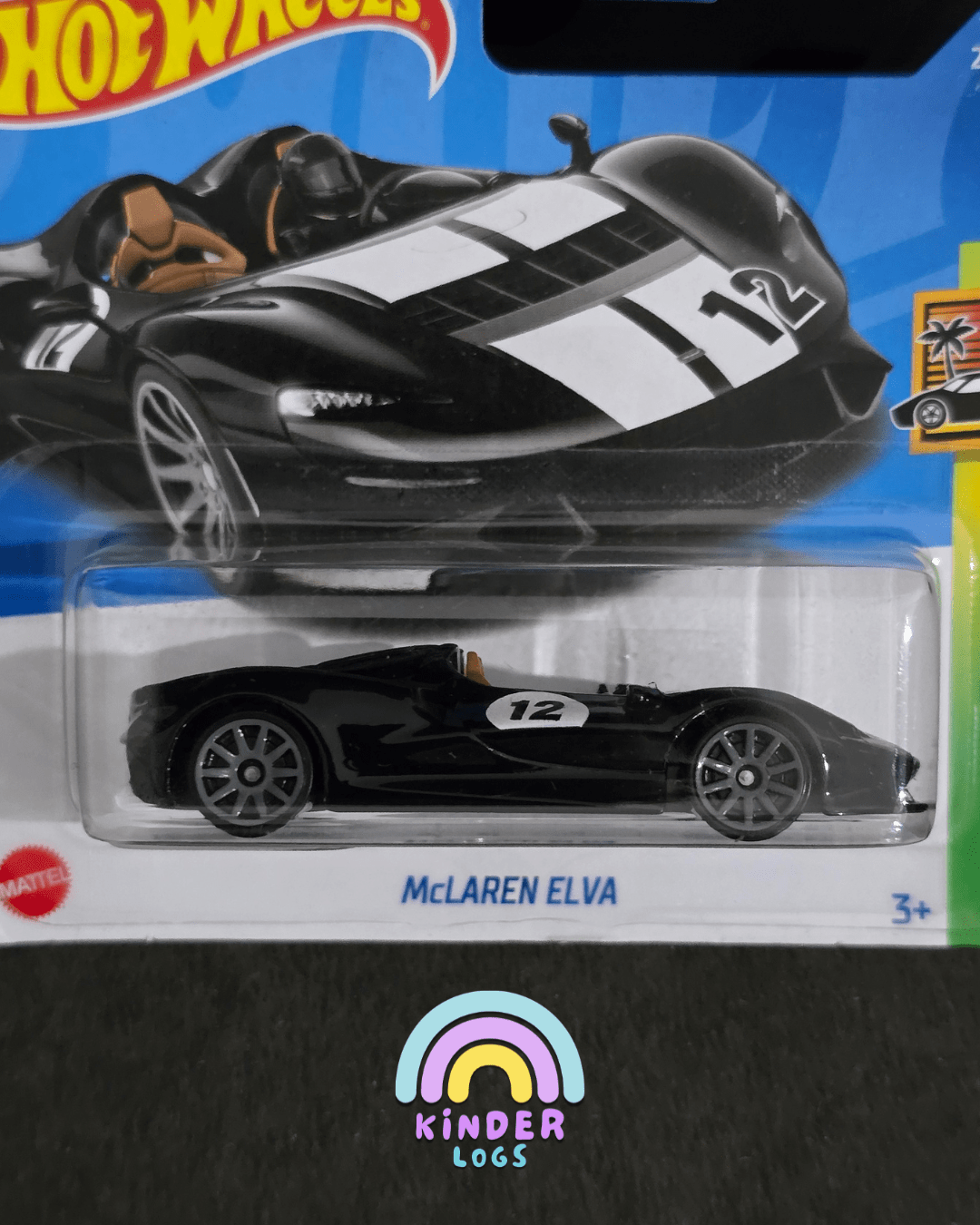 Hot Wheels McLaren Elva - Black - Short Card (Imported) - Kinder Logs