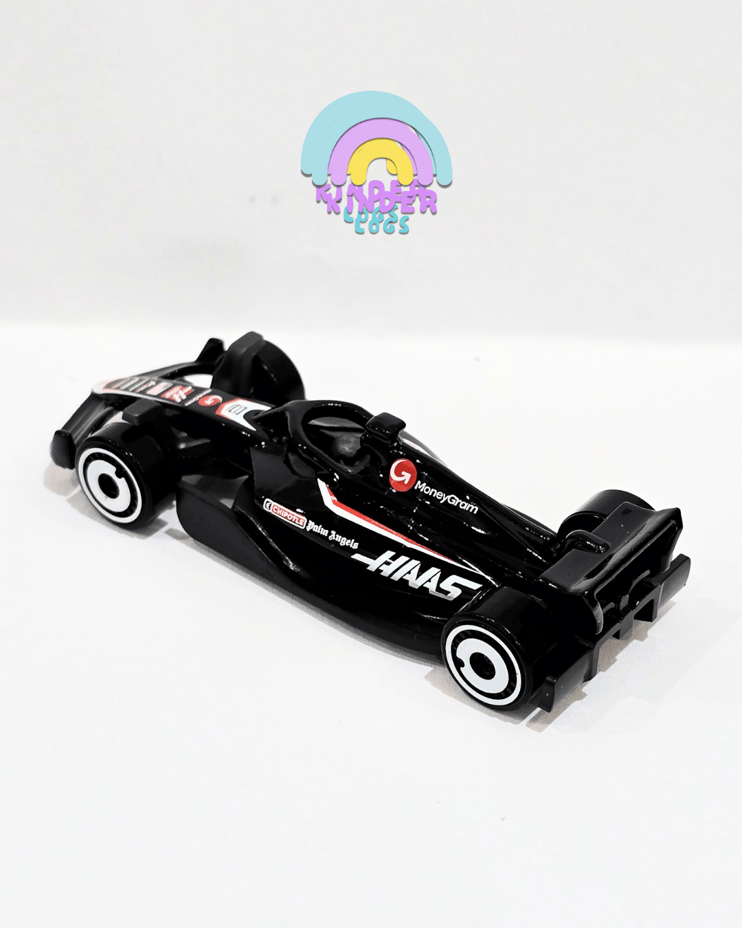 Hot Wheels MoneyGram HAAS F1 Team Car (Uncarded) - Kinder Logs