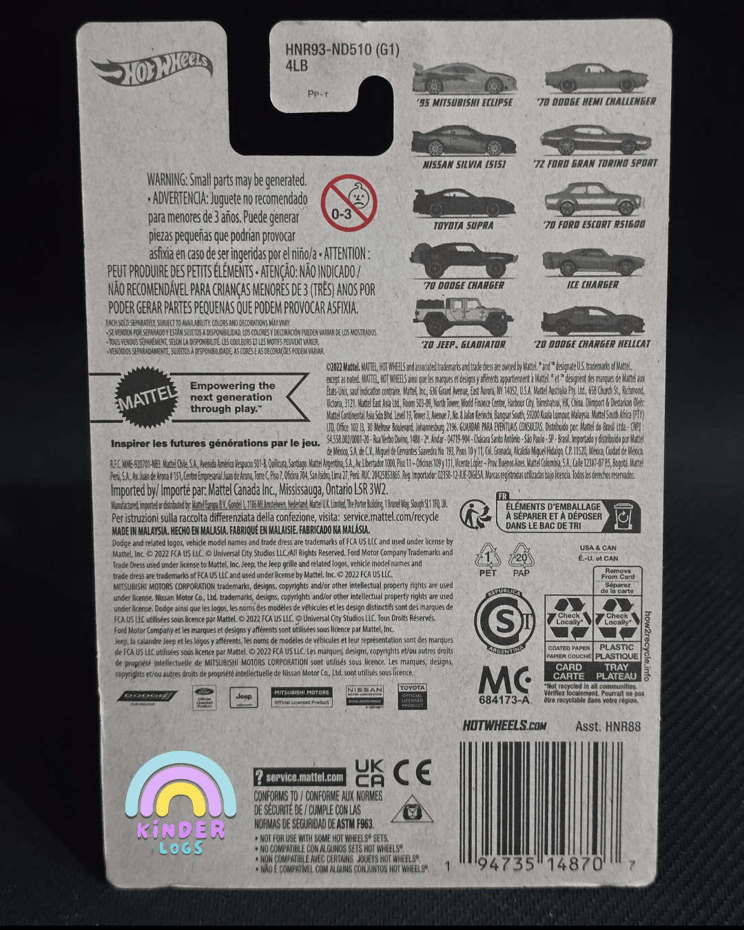 Hot Wheels Nissan Silvia S15 "Mona Lisa" - Fast & Furious Tokyo Drift - Kinder Logs