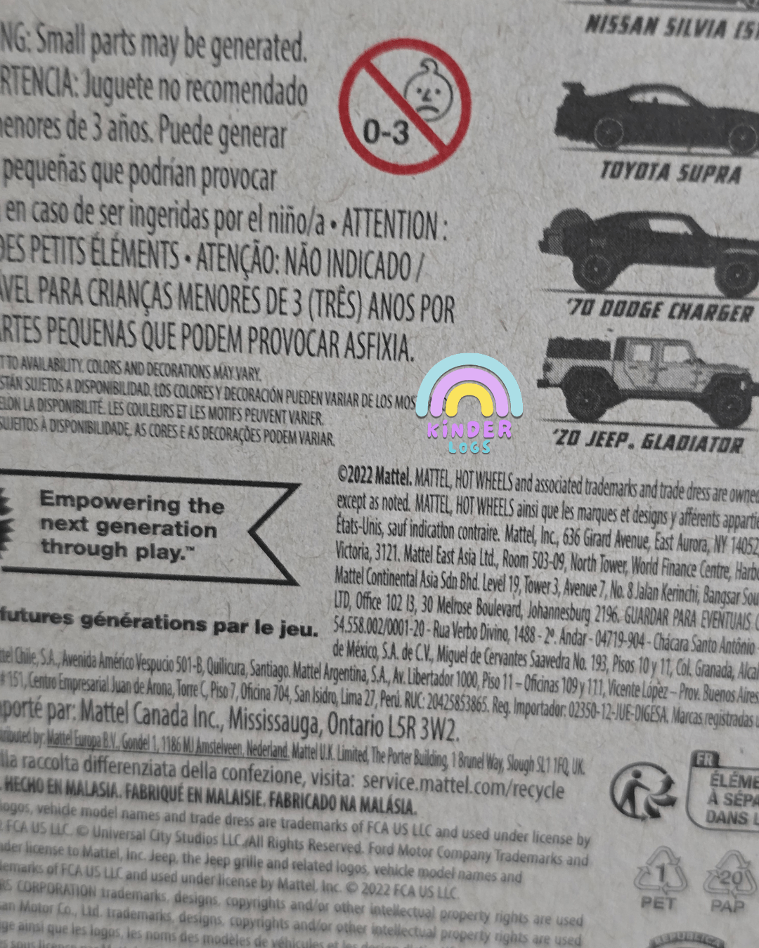 Hot Wheels Nissan Silvia S15 "Mona Lisa" - Fast & Furious Tokyo Drift - Kinder Logs
