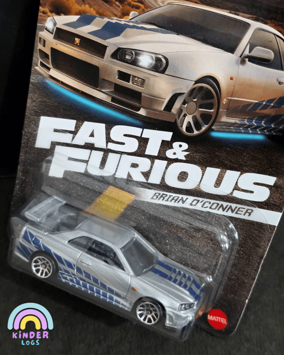 Hot Wheels Nissan Skyline GT - R (BNR34) - Fast & Furious Brian O'Conner - Kinder Logs