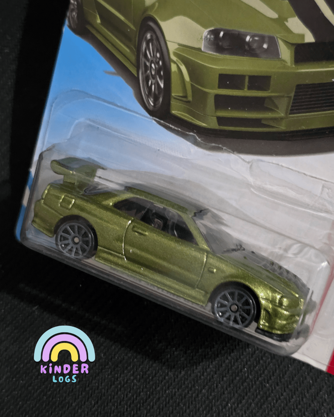 Hot Wheels Nissan Skyline GTR (BNR34) - Metallic Green (Imported) - Kinder Logs