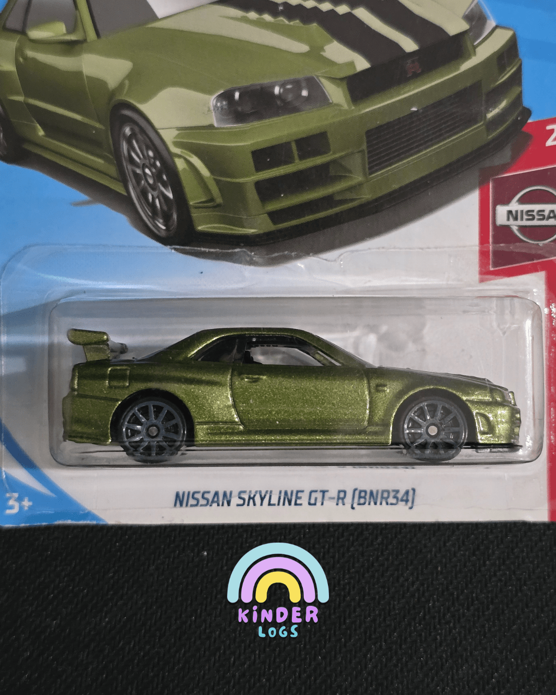 Hot Wheels Nissan Skyline GTR (BNR34) - Metallic Green (Imported) - Kinder Logs