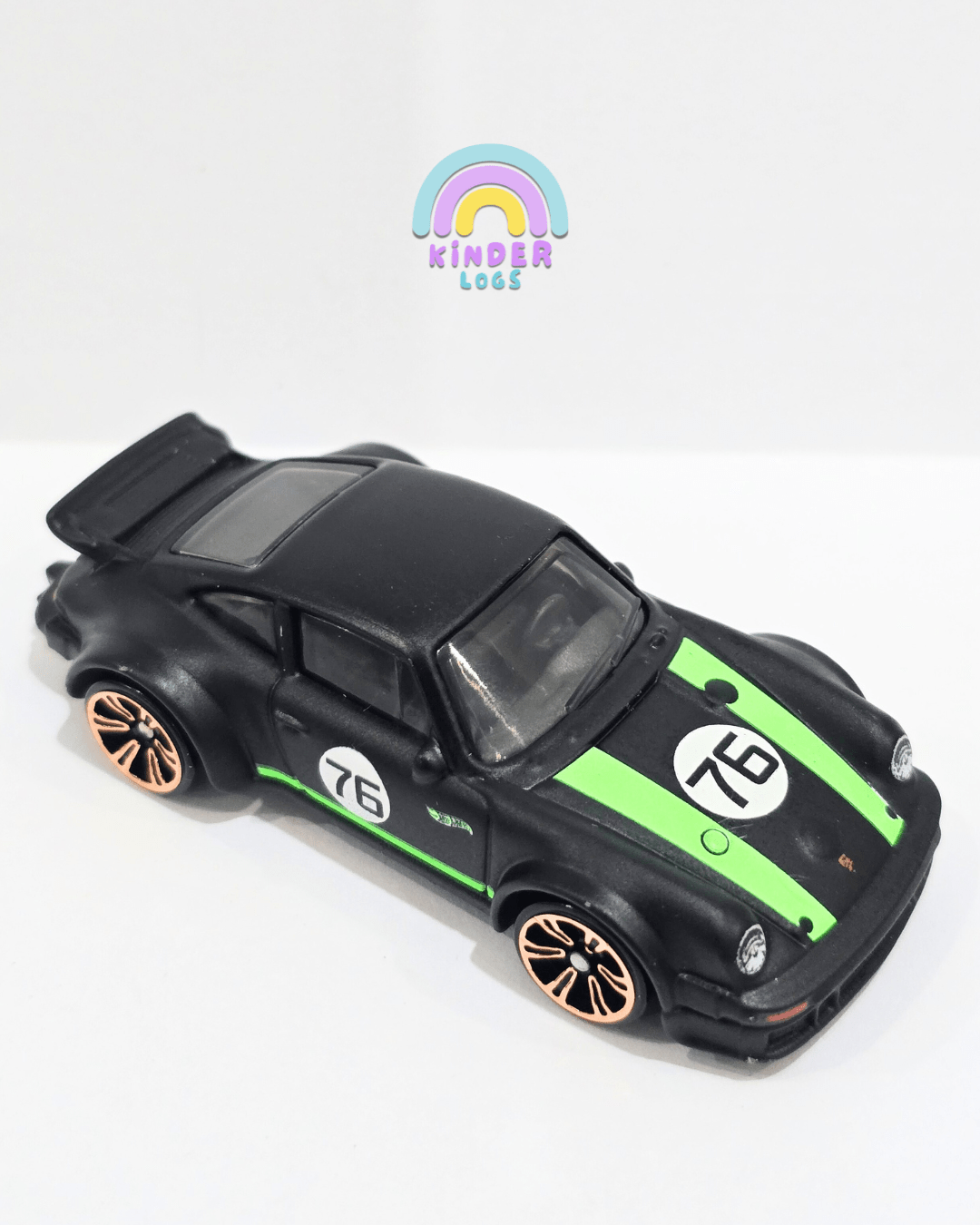Hot Wheels Porsche 934 Turbo RSR Neon Speeders - Matte Black (Uncarded) - Kinder Logs