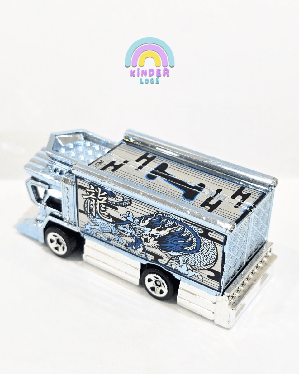 Hot Wheels Raijin Express - Chrome With Blue Dragon (Uncarded) - Kinder Logs