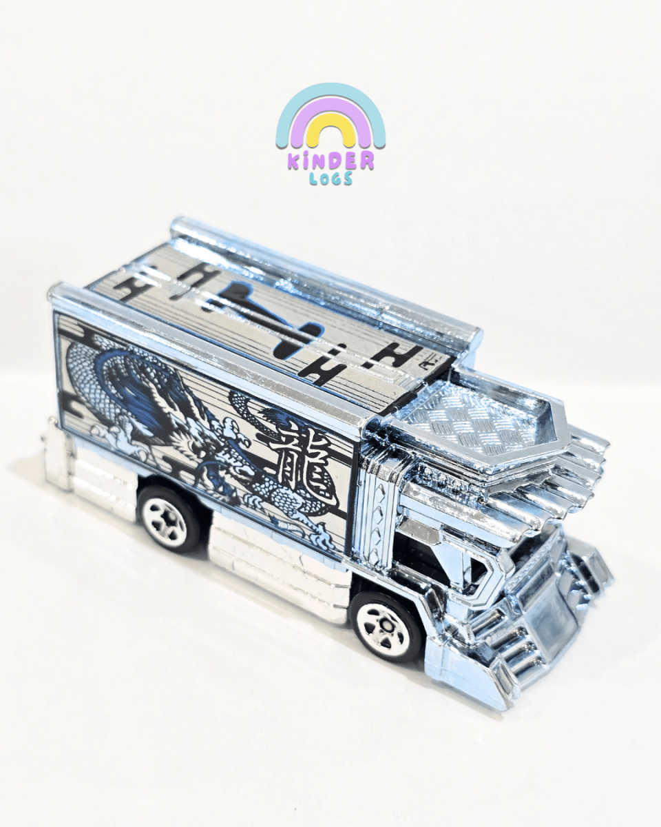 Hot Wheels Raijin Express - Chrome With Blue Dragon (Uncarded) - Kinder Logs