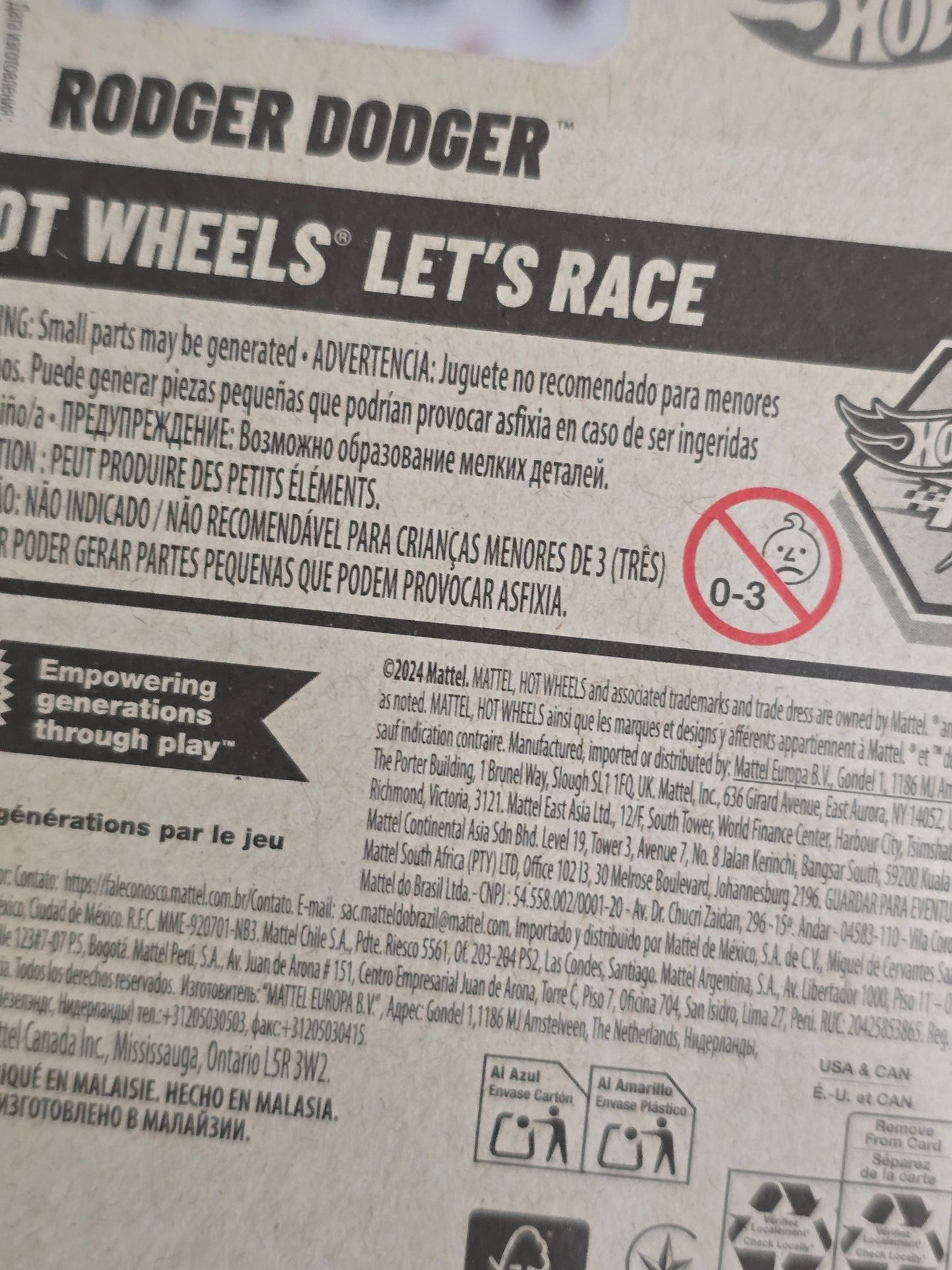 Hot Wheels Rodger Dodger - White (Imported) - Kinder Logs