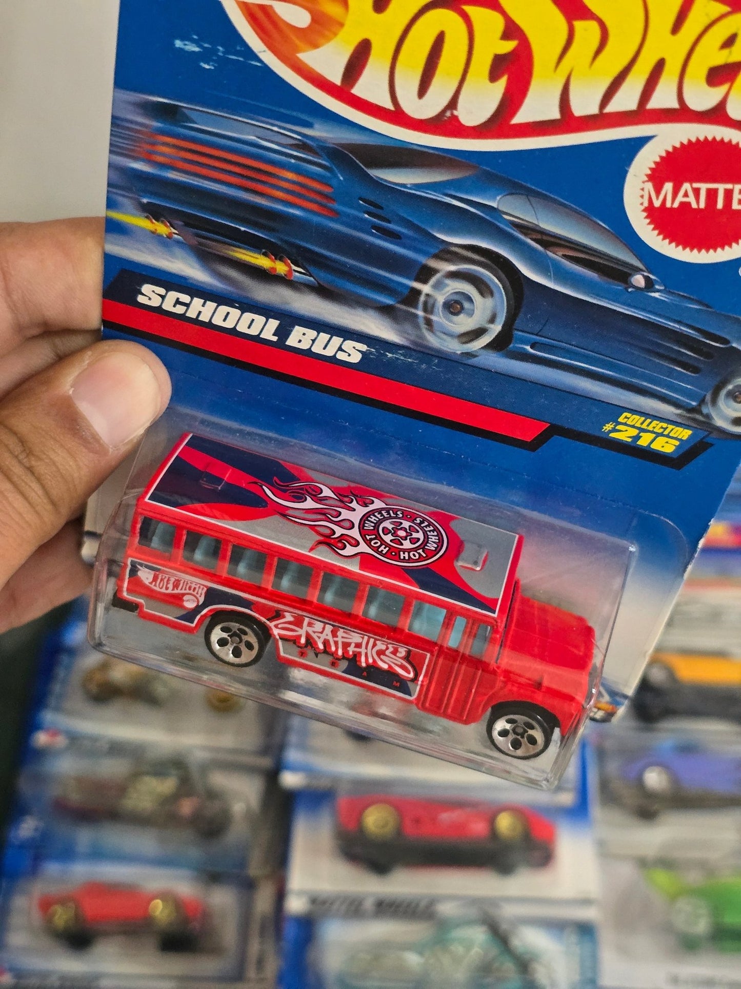 Hot Wheels School Bus (Red) - Collector No. 216 - Kinder Logs