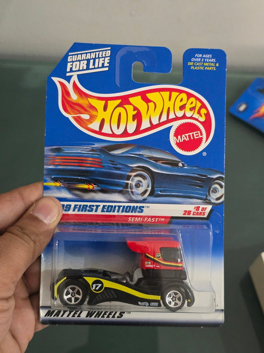 Hot Wheels Semi - Fast Truck (Black) - 1999 First Editions - Kinder Logs