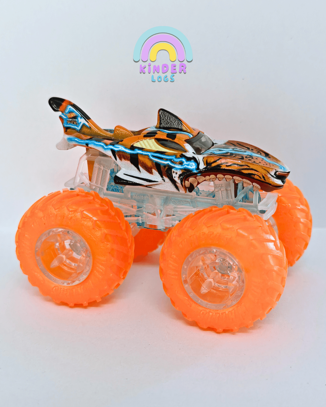 Hot Wheels Tiger Shark Monster Truck - Orange (Uncarded - New) - Kinder Logs