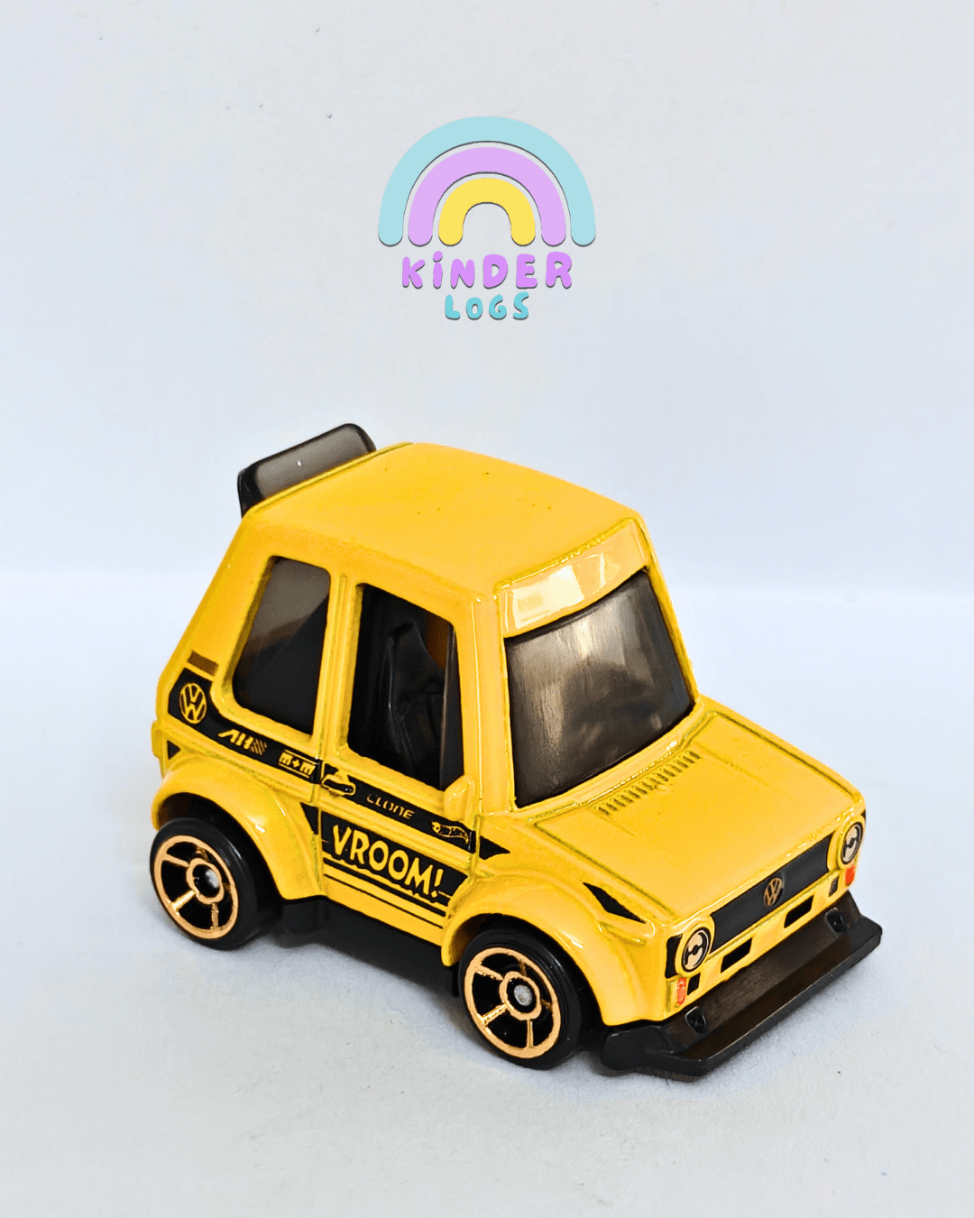 Hot Wheels Tooned Volkswagen Golf MK1 - Yellow (Uncarded - New) - Kinder Logs