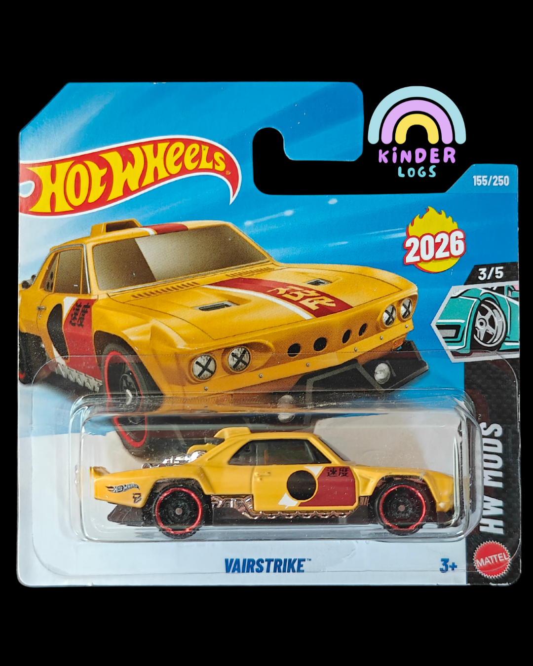 Hot Wheels Vairstrike - Yellow (Imported - Short Card) - Kinder Logs