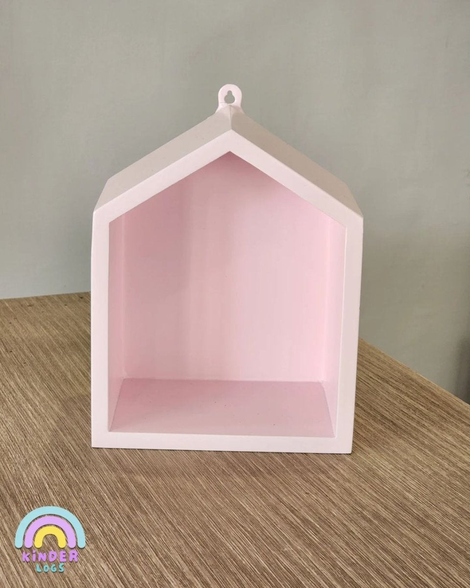 Hut - Shape Wall - Hanging Shelf - Baby Pink - Kinder Logs