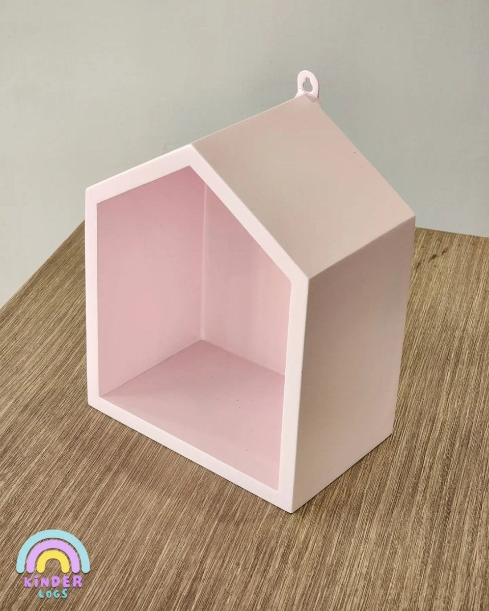 Hut - Shape Wall - Hanging Shelf - Baby Pink - Kinder Logs