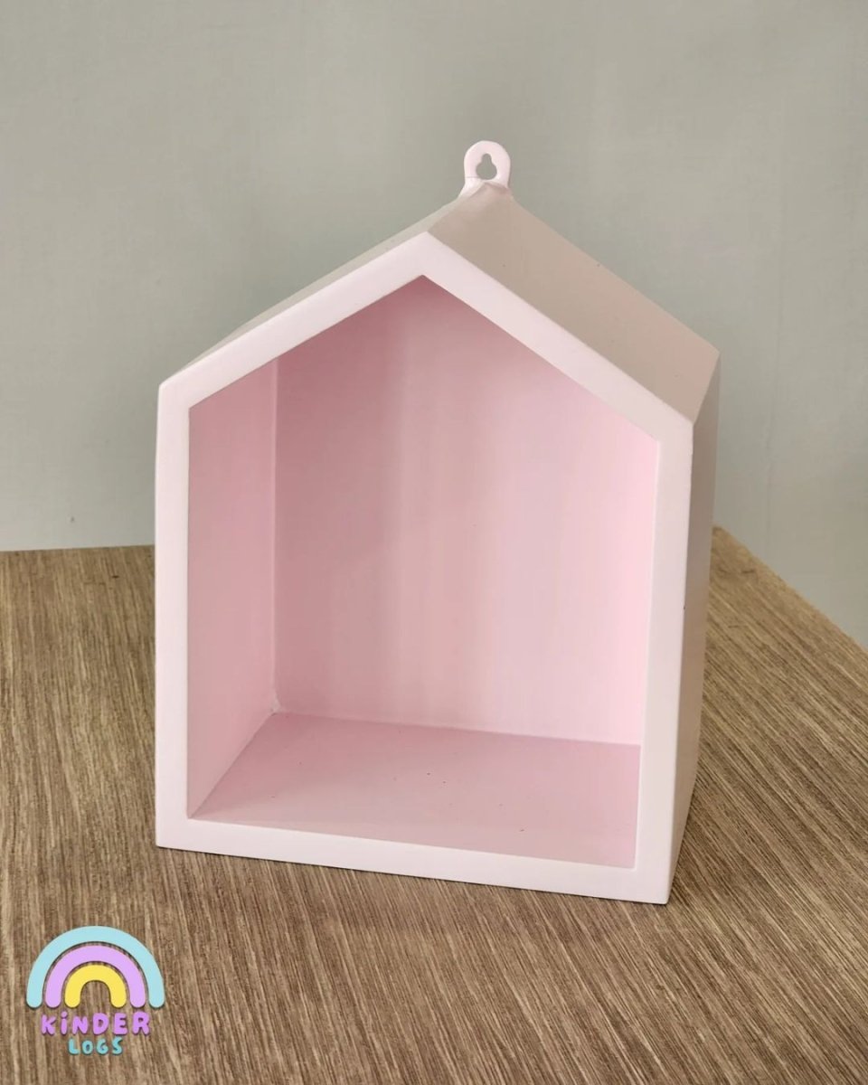 Hut - Shape Wall - Hanging Shelf - Baby Pink - Kinder Logs