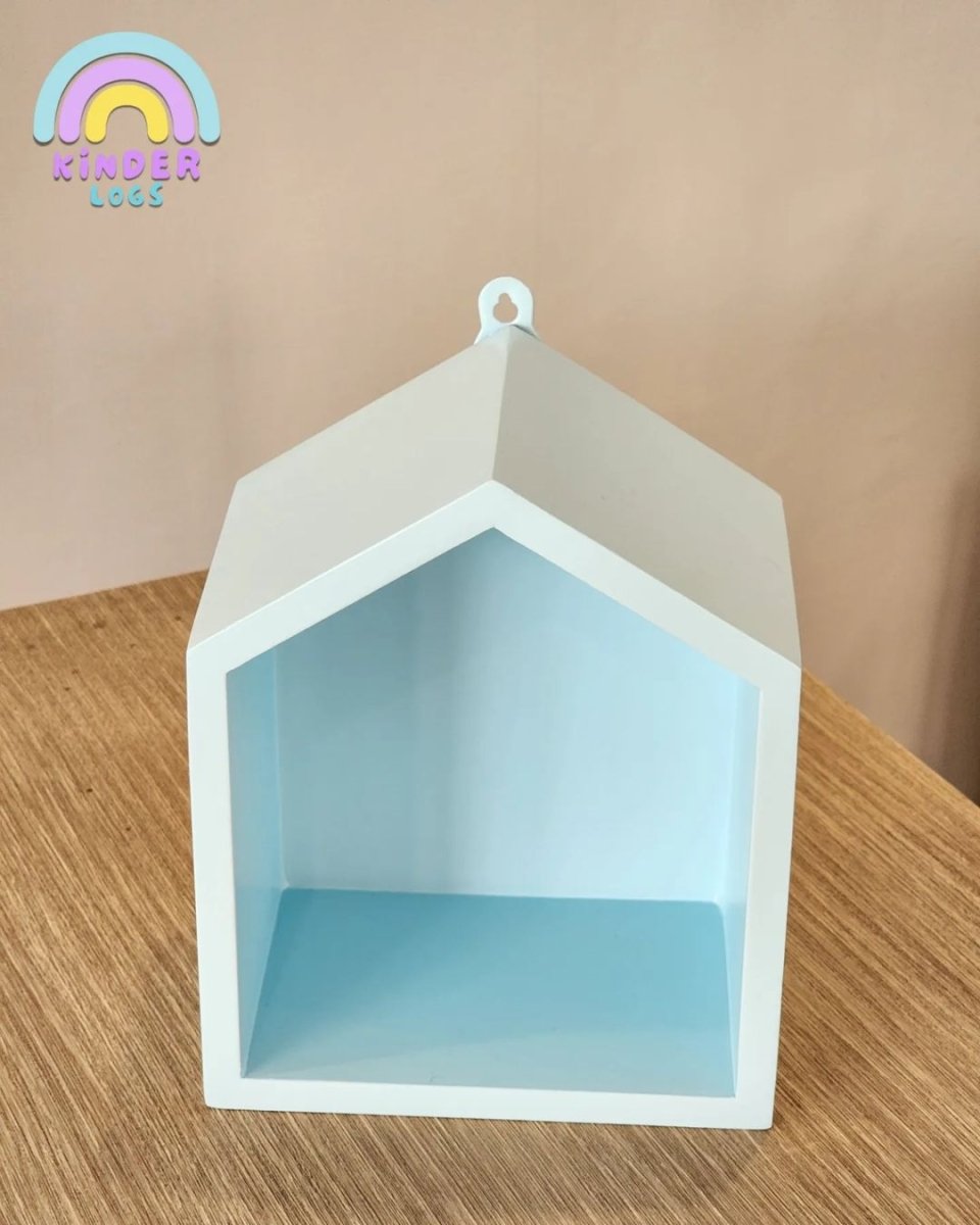 Hut - Shape Wall - Hanging Shelf - Pastel Blue - Kinder Logs