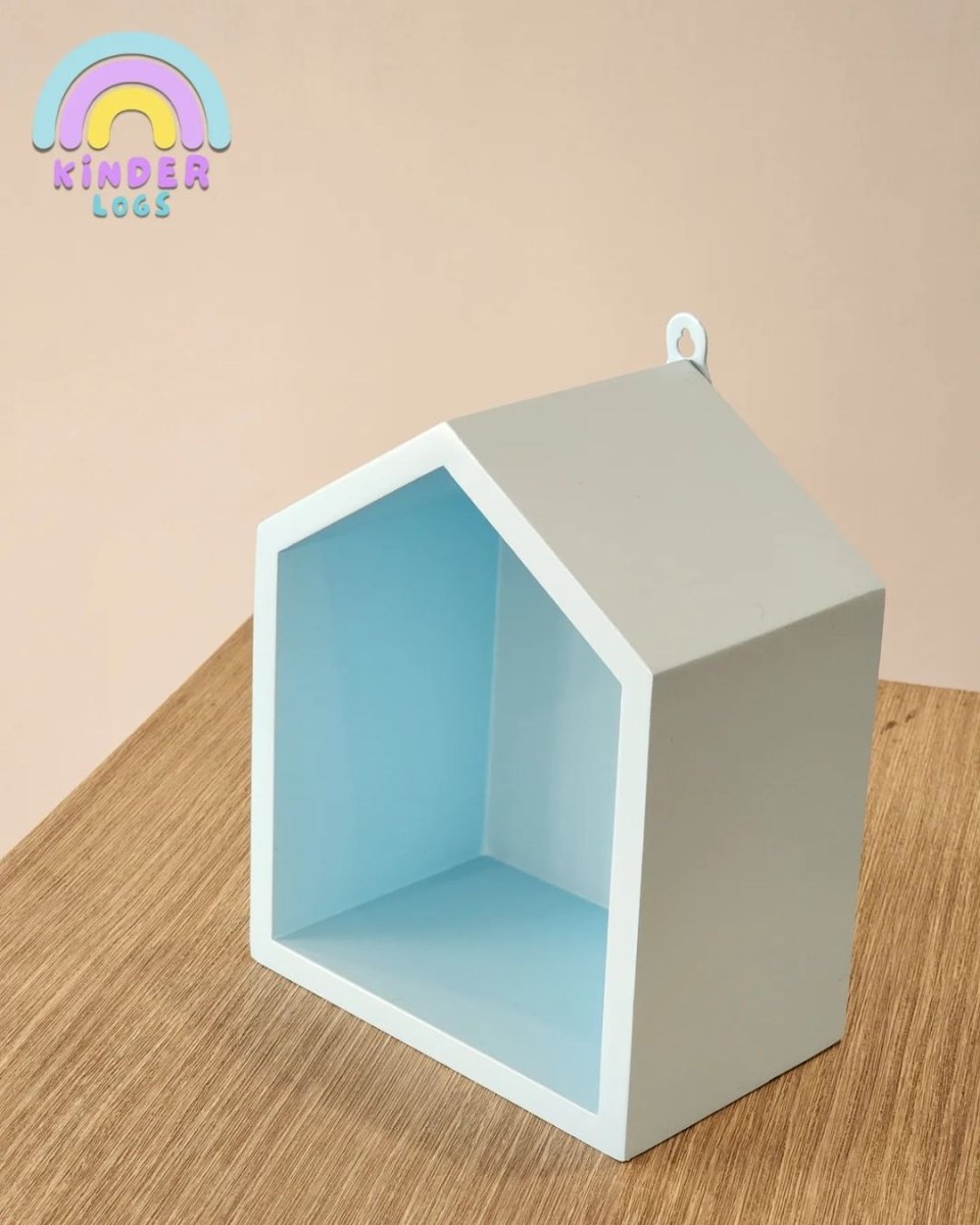 Hut - Shape Wall - Hanging Shelf - Pastel Blue - Kinder Logs