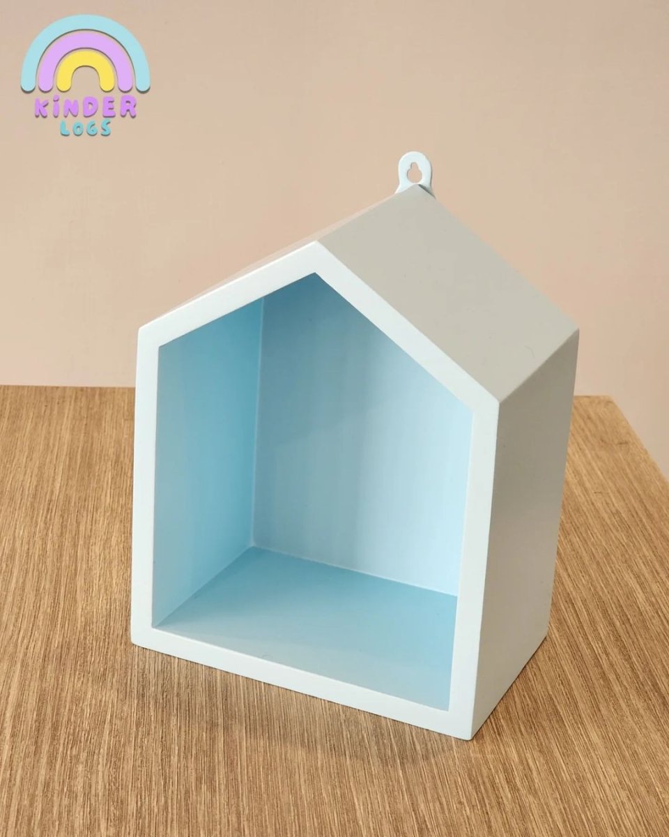 Hut - Shape Wall - Hanging Shelf - Pastel Blue - Kinder Logs