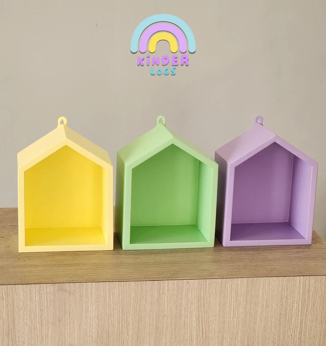 Hut - Shape Wall Shelves - Set of 3 Huts - Kinder Logs