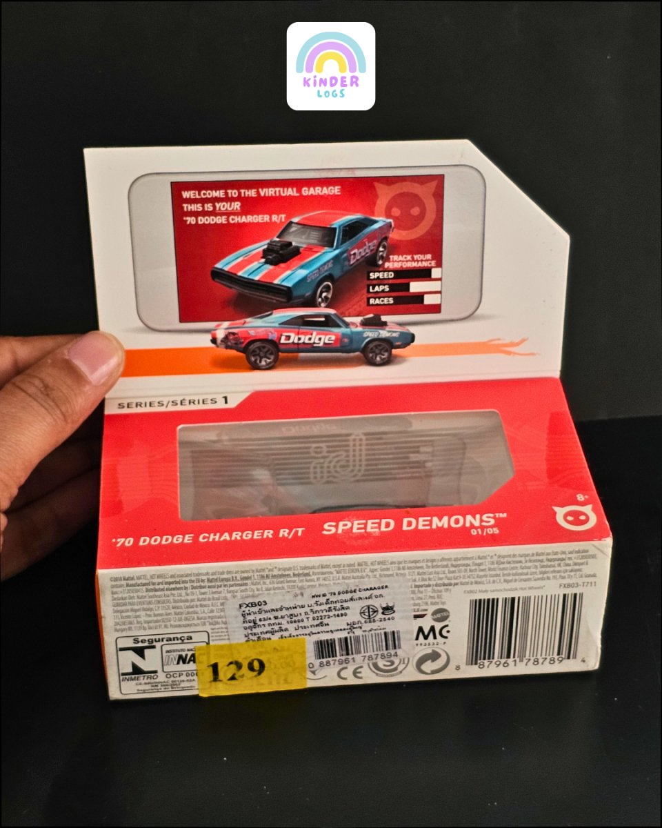 ID Hot Wheels 1970 Dodge Charger RT - Uniquely Identifiable Vehicle - Kinder Logs