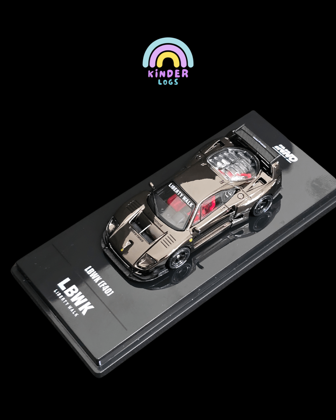 Inno64 LBWK Ferrari F40 Chrome Black Edition - Kinder Logs