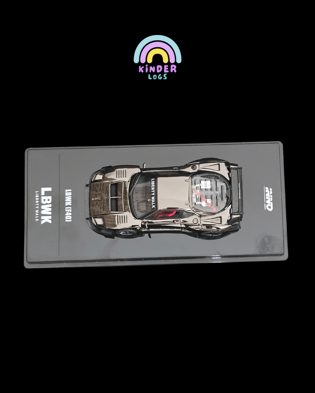 Inno64 LBWK Ferrari F40 Chrome Black Edition - Kinder Logs