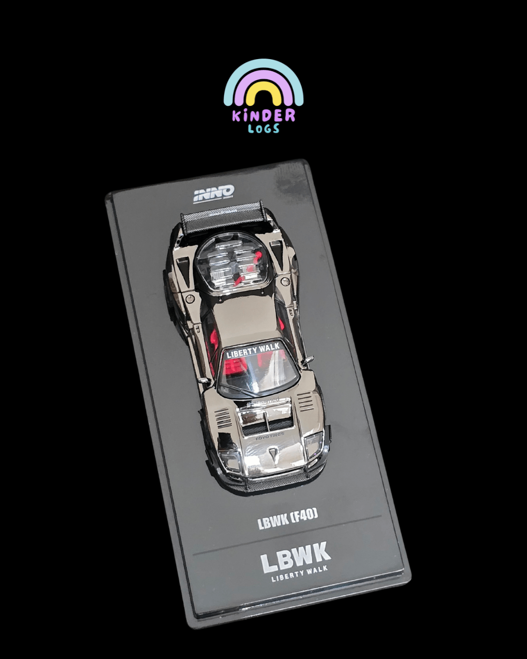 Inno64 LBWK Ferrari F40 Chrome Black Edition - Kinder Logs